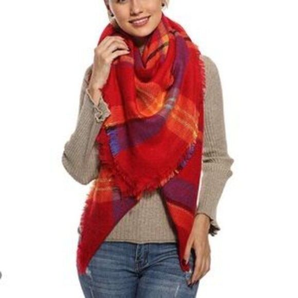 New Plaid Oversized Wrap Shawl - Picture 3 of 6